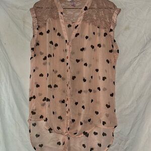 No boundaries pink heart lace shirt